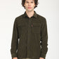 Men's Solid Olive Spread Collar Shacket - Front View