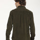 Men's Solid Olive Spread Collar Shacket - Back View