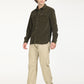 Men's Solid Olive Spread Collar Shacket - 6 View