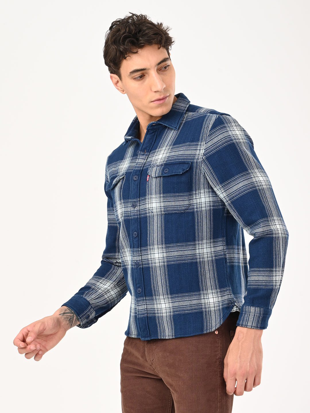 Men's Checkered Slim Fit Overshirt Shirt
