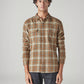 Men's Checkered Relaxed Fit Textured Shirt - Front View
