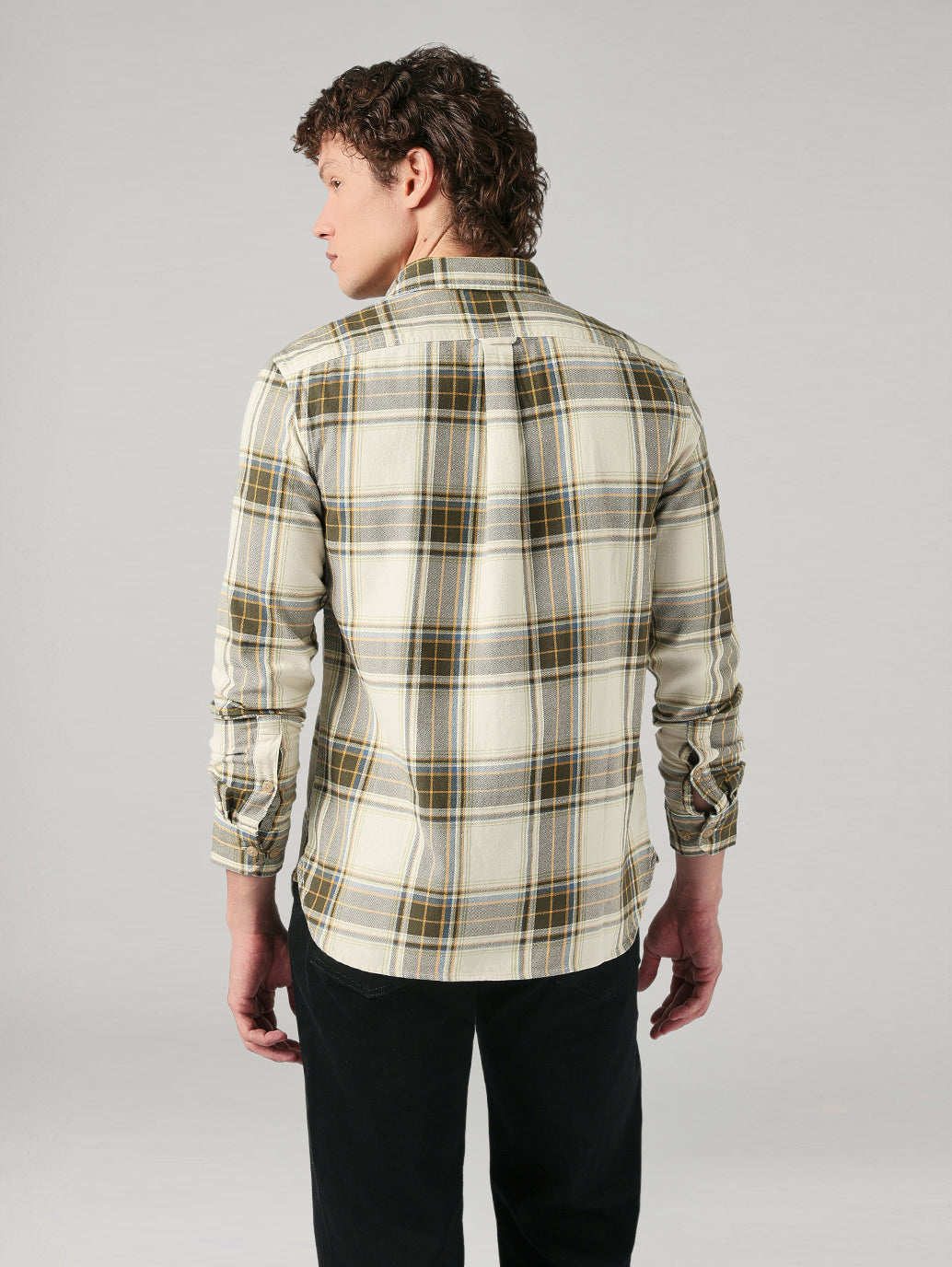 Men's Checkered Relaxed Fit Shirt - Back View
