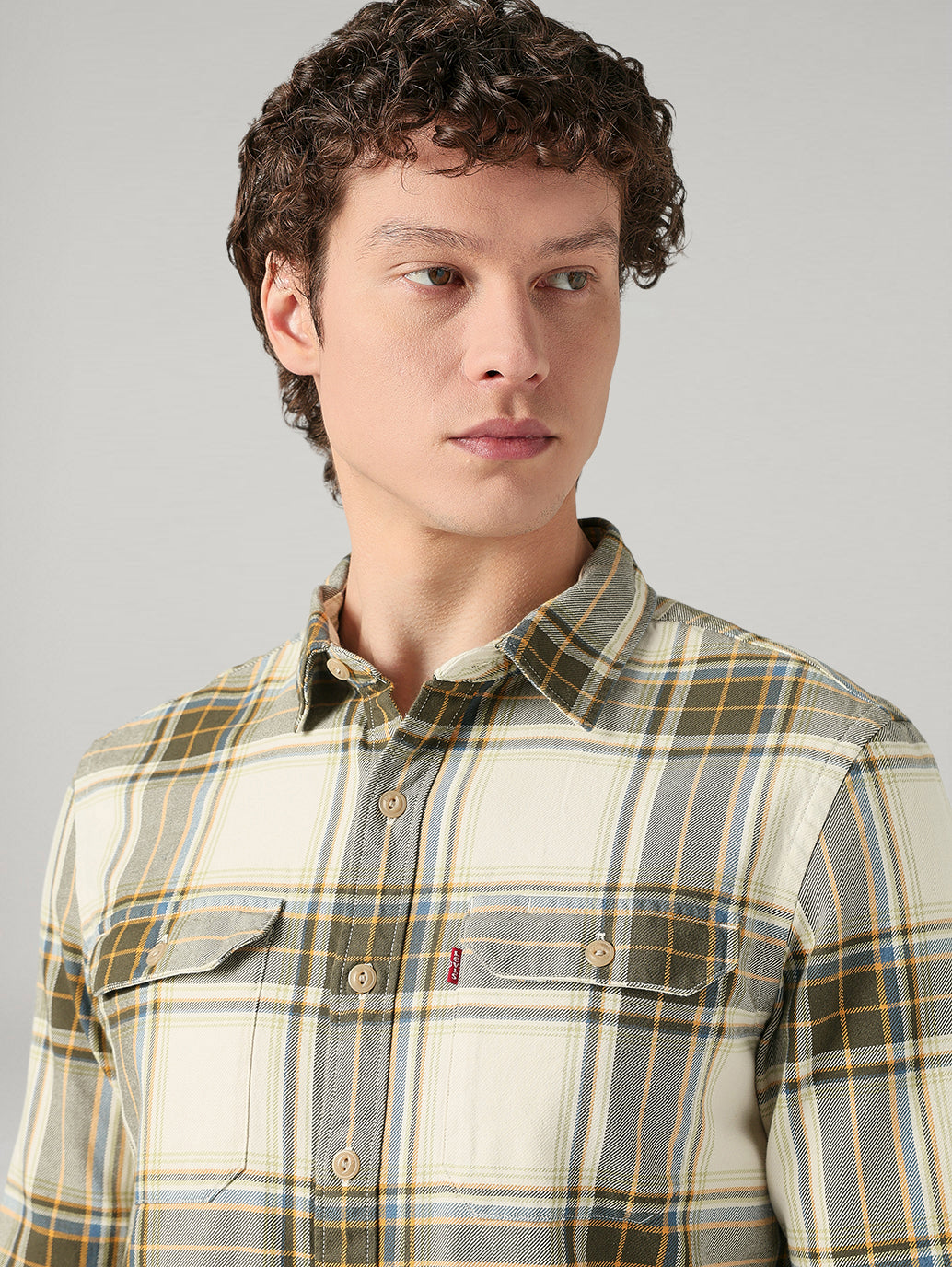 Men's Checkered Relaxed Fit Shirt - Detail View