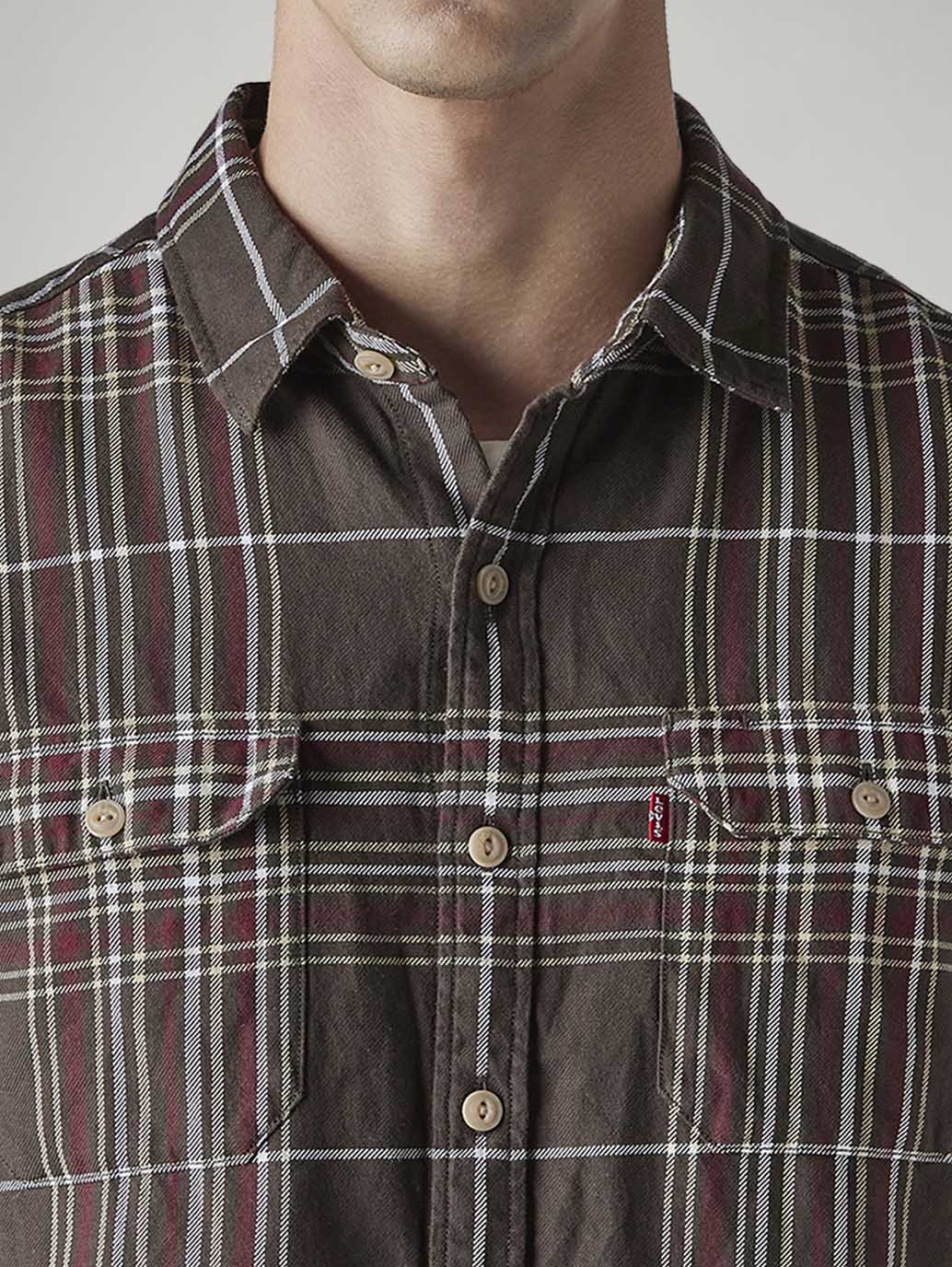 Men's Checkered Relaxed Fit Shirt - Detail View
