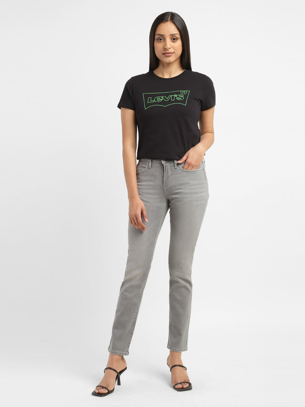 Women's 312 Grey Straight Fit Mid Rise Jeans - 43a3e629-ecb8-4299-a978-0374112daf25 View