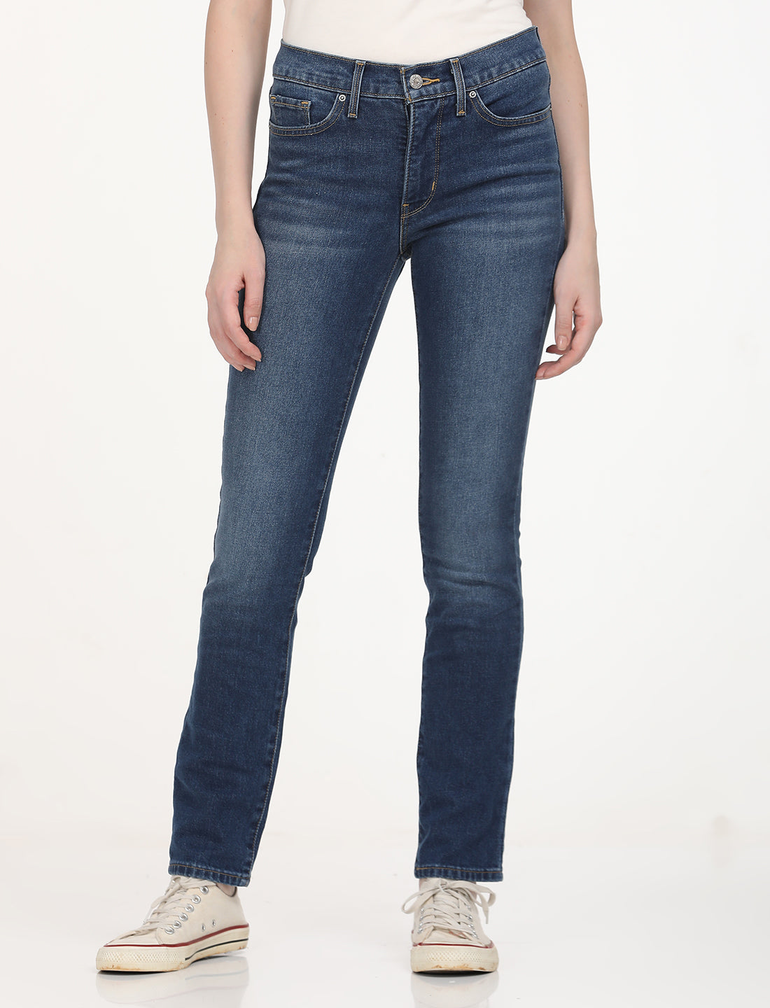 Women's 312 Blue Straight Fit Mid Rise Jeans - Front View