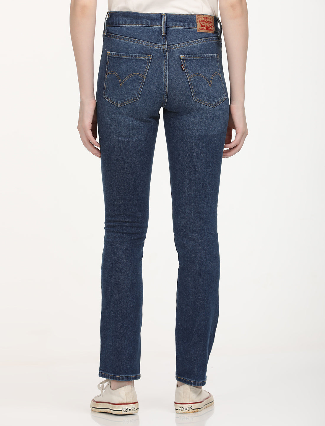 Women's 312 Blue Straight Fit Mid Rise Jeans - Back View