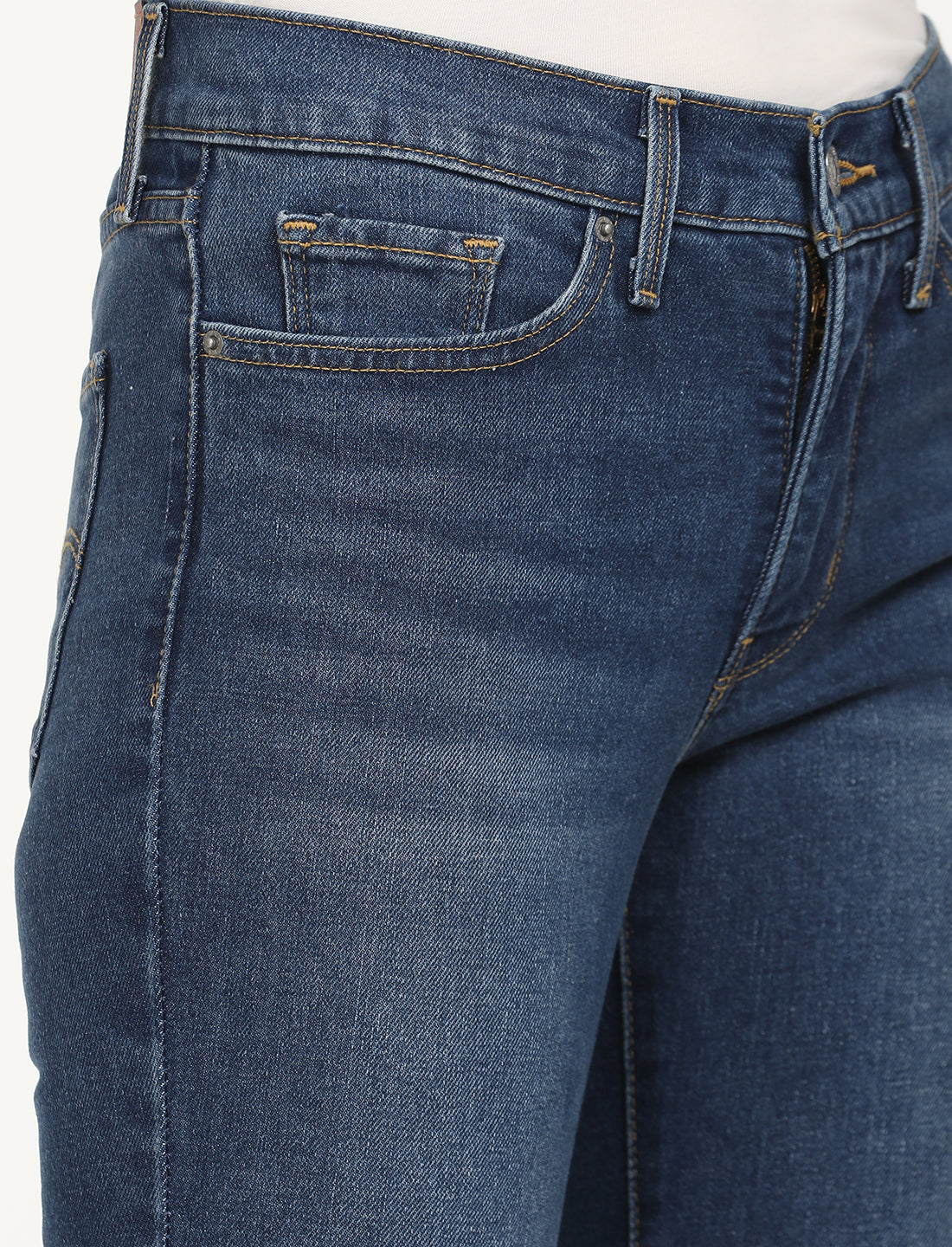 Women's 312 Blue Straight Fit Mid Rise Jeans - Detail View