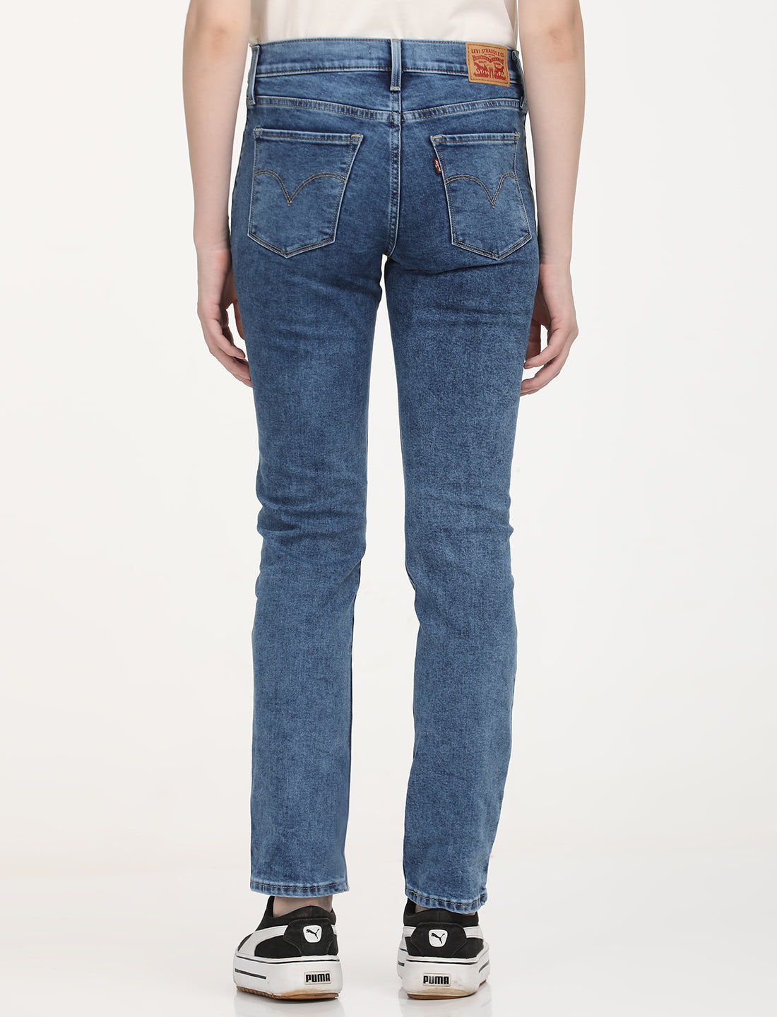 Women's 312 Blue Straight Fit Mid Rise Jeans - Back View
