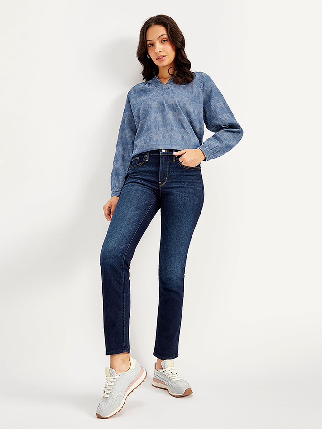 Women's 312 Navy Blue Straight Fit Mid Rise Jeans