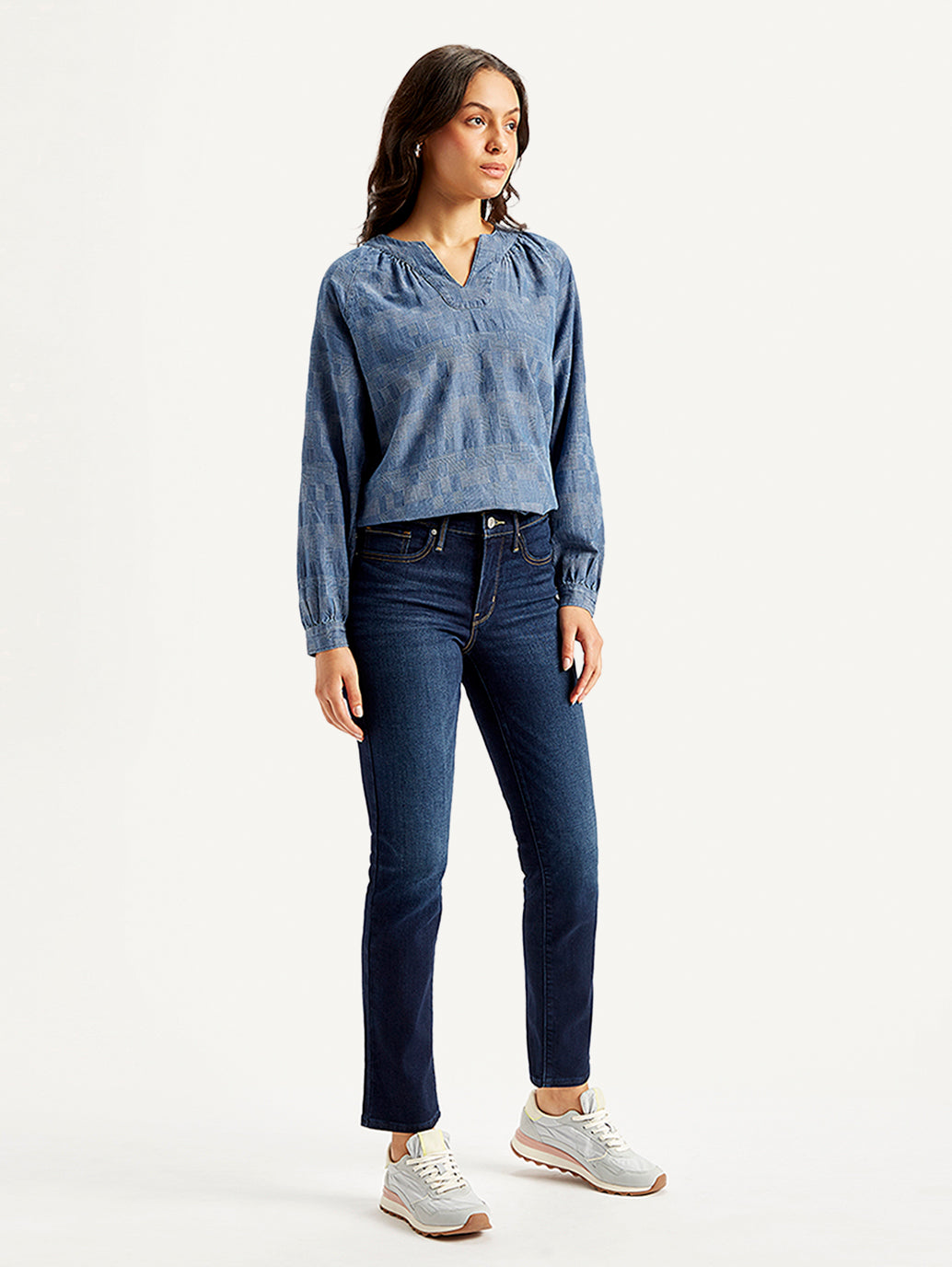 Women's 312 Navy Blue Straight Fit Mid Rise Jeans - Side View