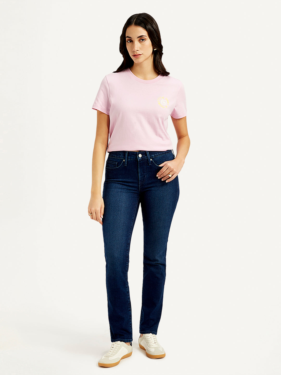 Women's 312 Navy Blue Straight Fit Mid Rise Jeans - Front View