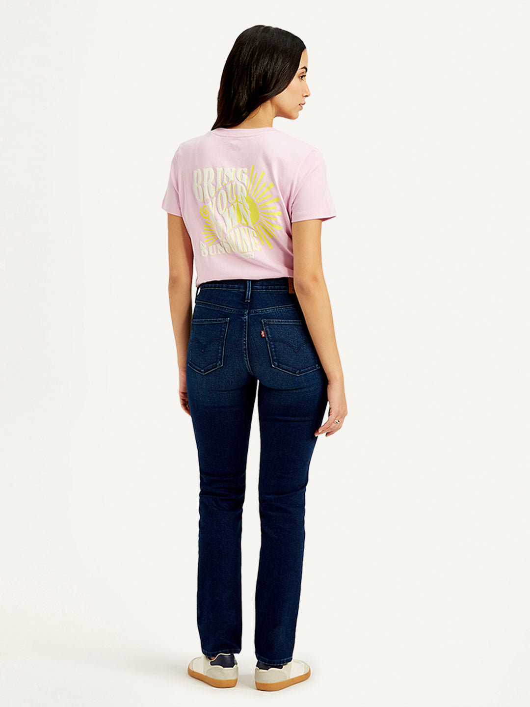 Women's 312 Navy Blue Straight Fit Mid Rise Jeans - Back View