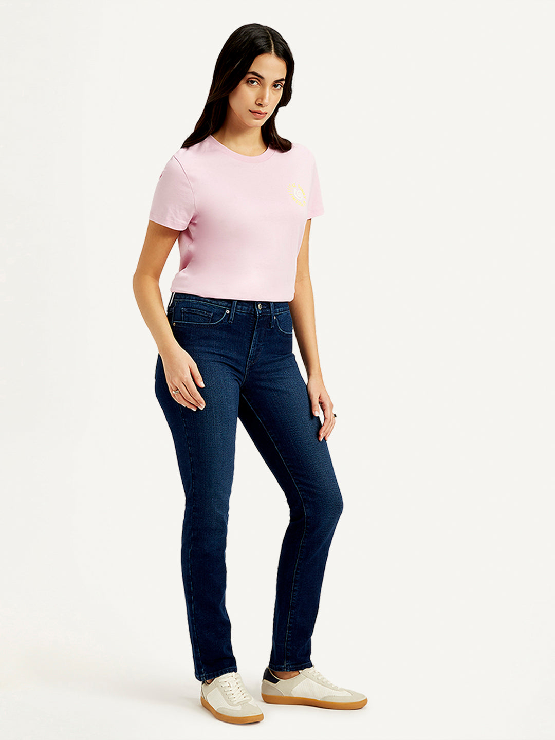 Women's 312 Navy Blue Straight Fit Mid Rise Jeans - Side View