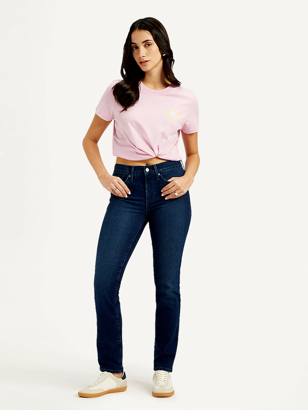 Women's 312 Navy Blue Straight Fit Mid Rise Jeans