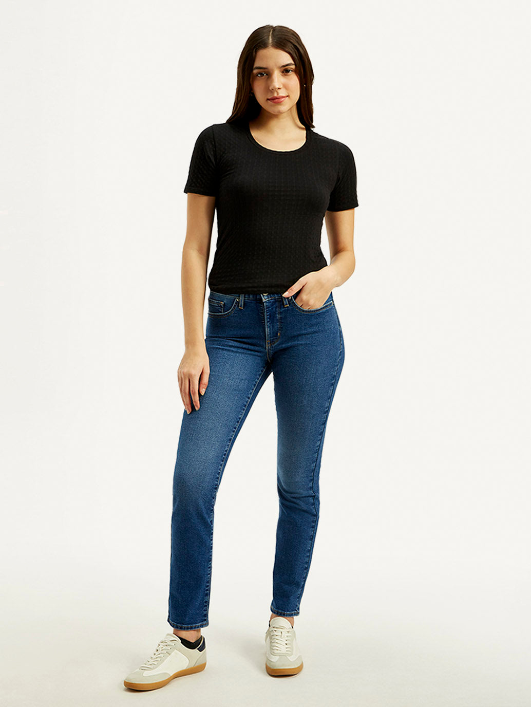 Women's 312 Blue Straight Fit Mid Rise Jeans - Front View