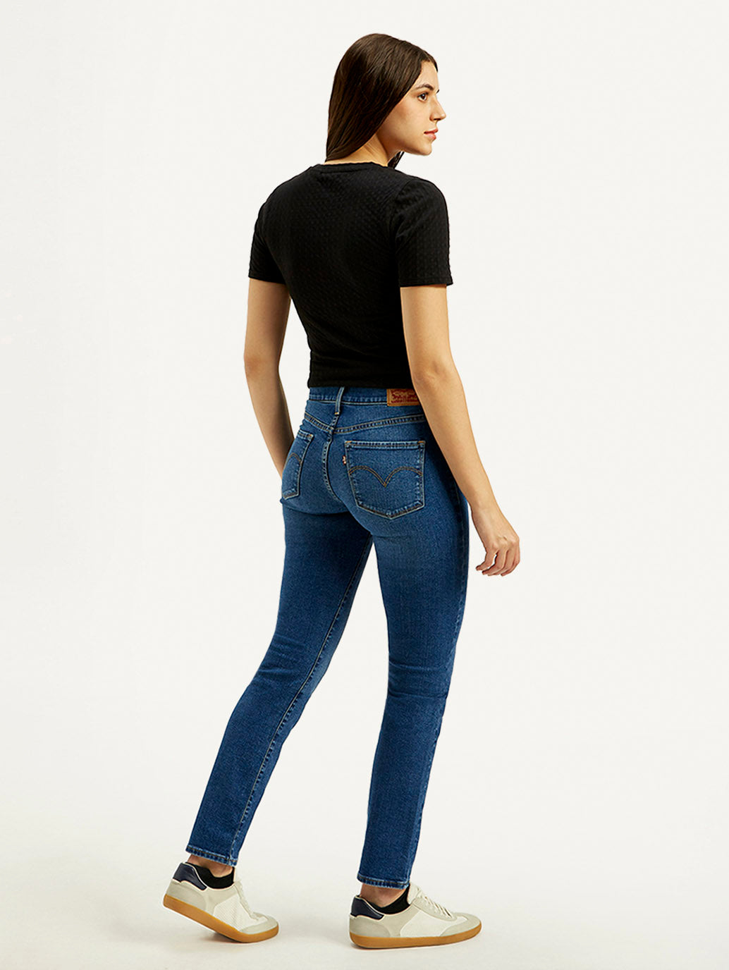 Women's 312 Blue Straight Fit Mid Rise Jeans - Back View