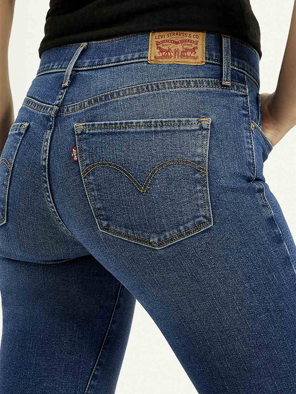 Women's 312 Blue Straight Fit Mid Rise Jeans - Detail View