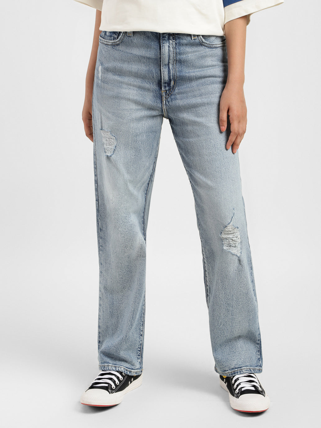 Women's Blue Ribcage Straight Ankle Fit High Rise Jeans - 821748e2-8d61-4a65-a9d0-09207d94c3cf View