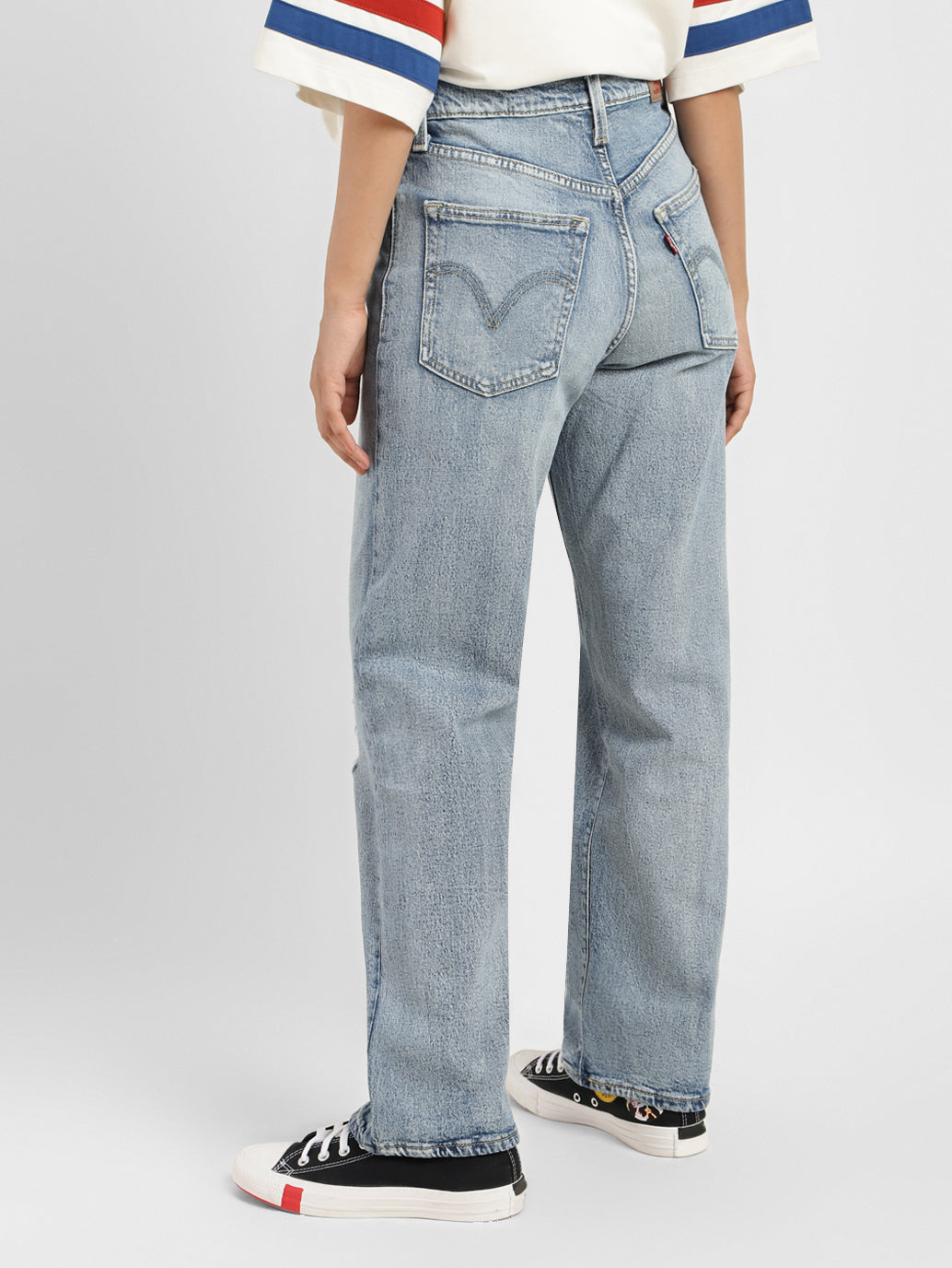 Women's Blue Ribcage Straight Ankle Fit High Rise Jeans - 035ba5fa-3660-4459-82b0-7ea9aed4fe53 View