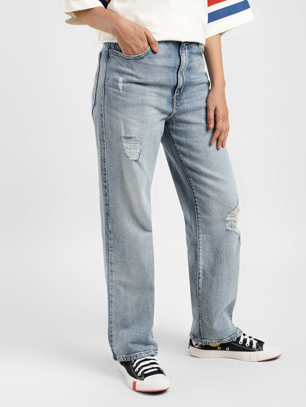 Women's Blue Ribcage Straight Ankle Fit High Rise Jeans - 9c1ee7ff-dc92-4374-9cf5-2adea4cb5f4a View