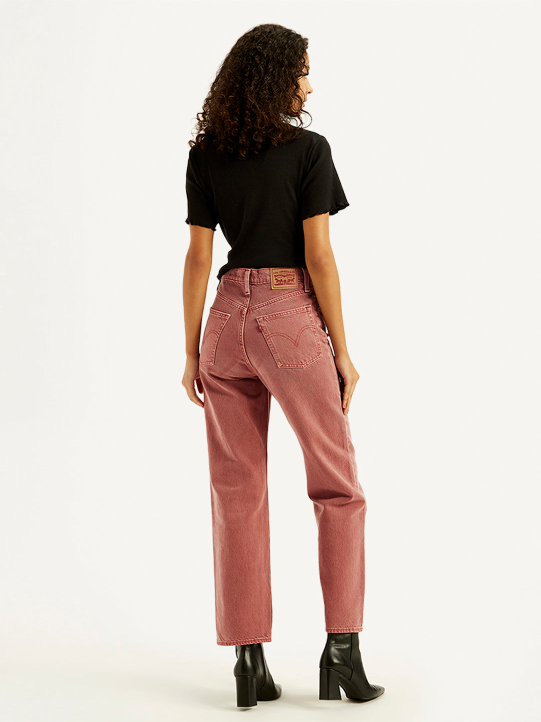 Women's Rust Ribcage Straight Ankle Fit High Rise Jeans - Back View