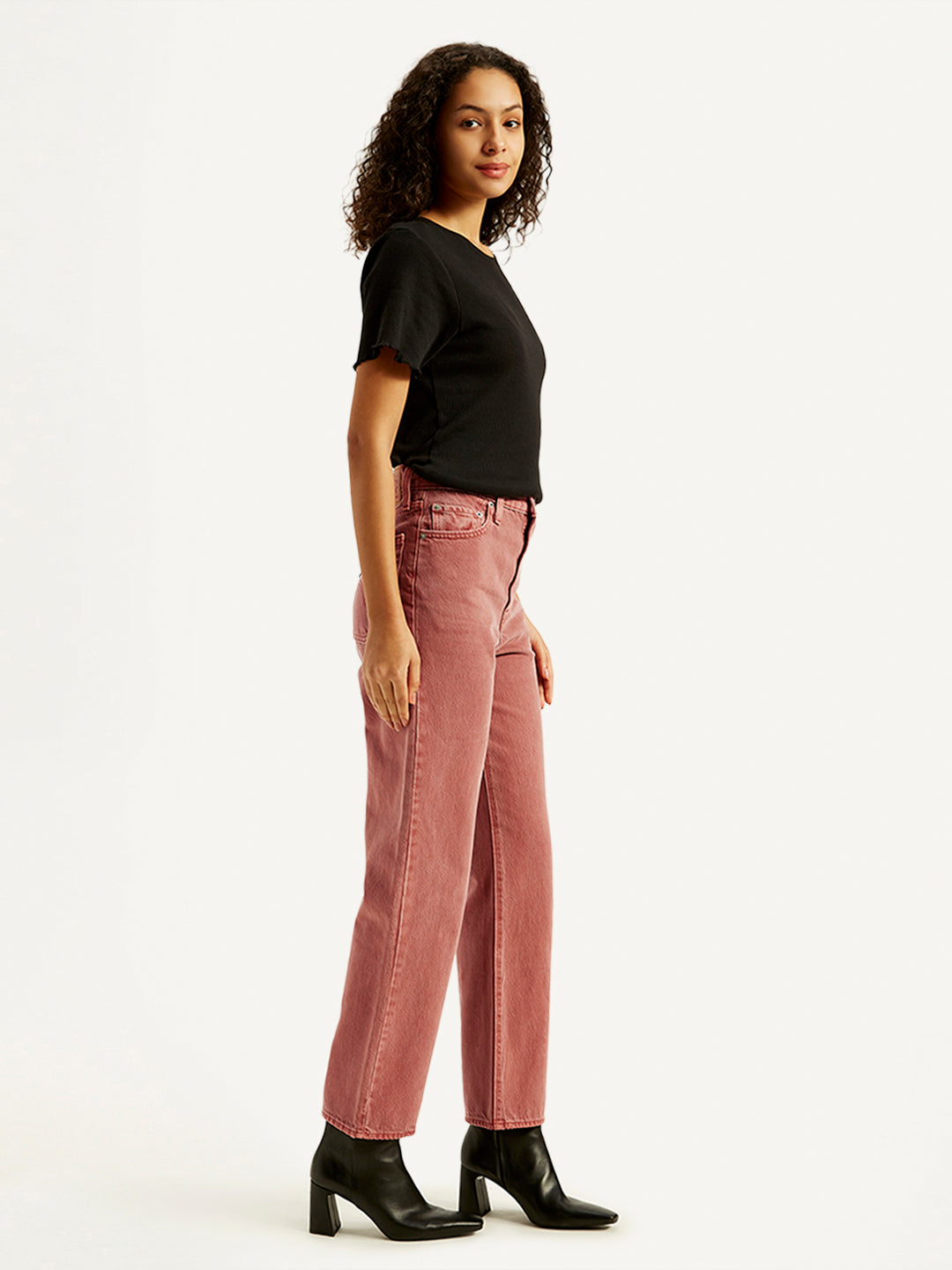Women's Rust Ribcage Straight Ankle Fit High Rise Jeans - Side View