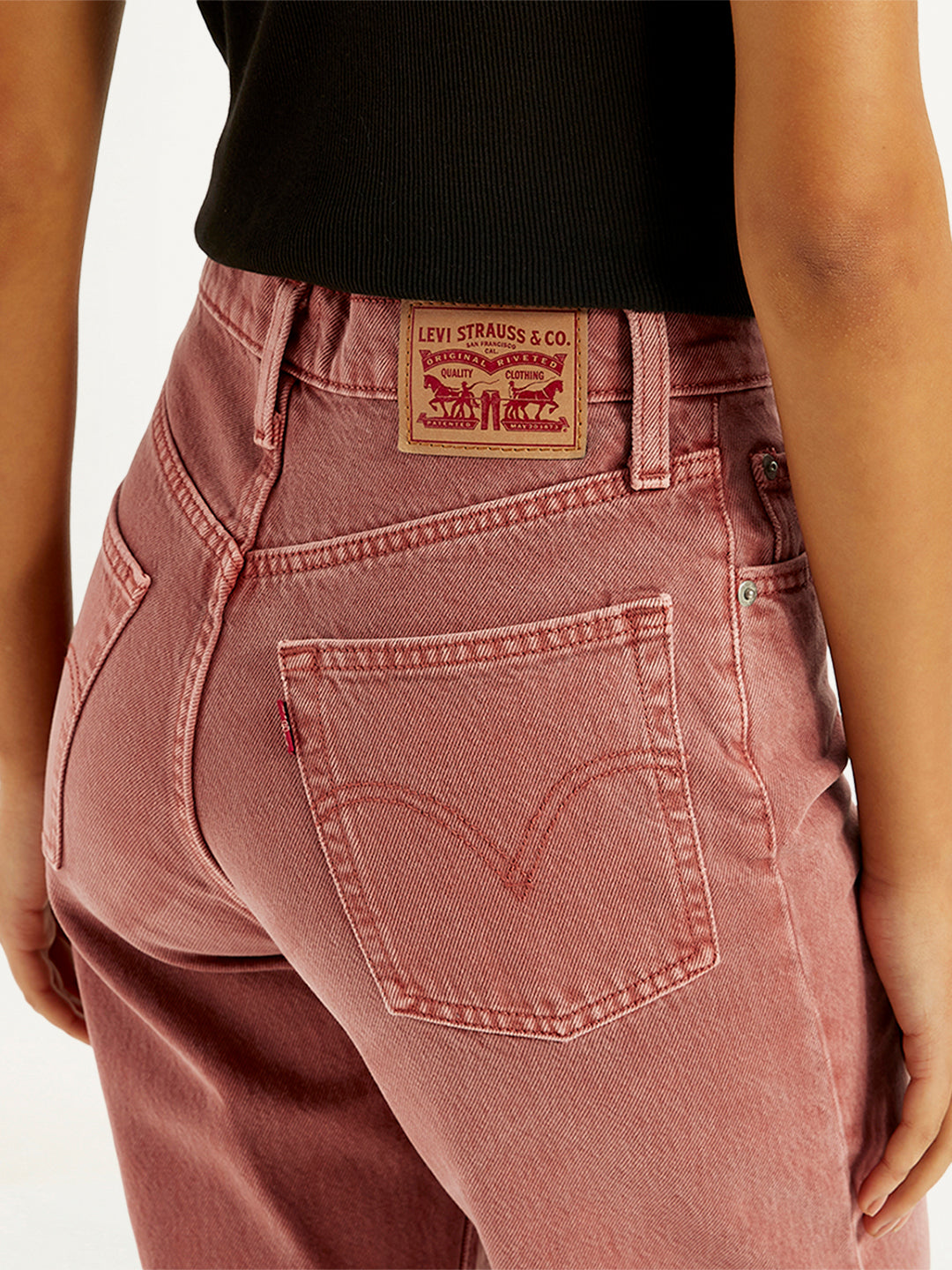 Women's Rust Ribcage Straight Ankle Fit High Rise Jeans - Detail View