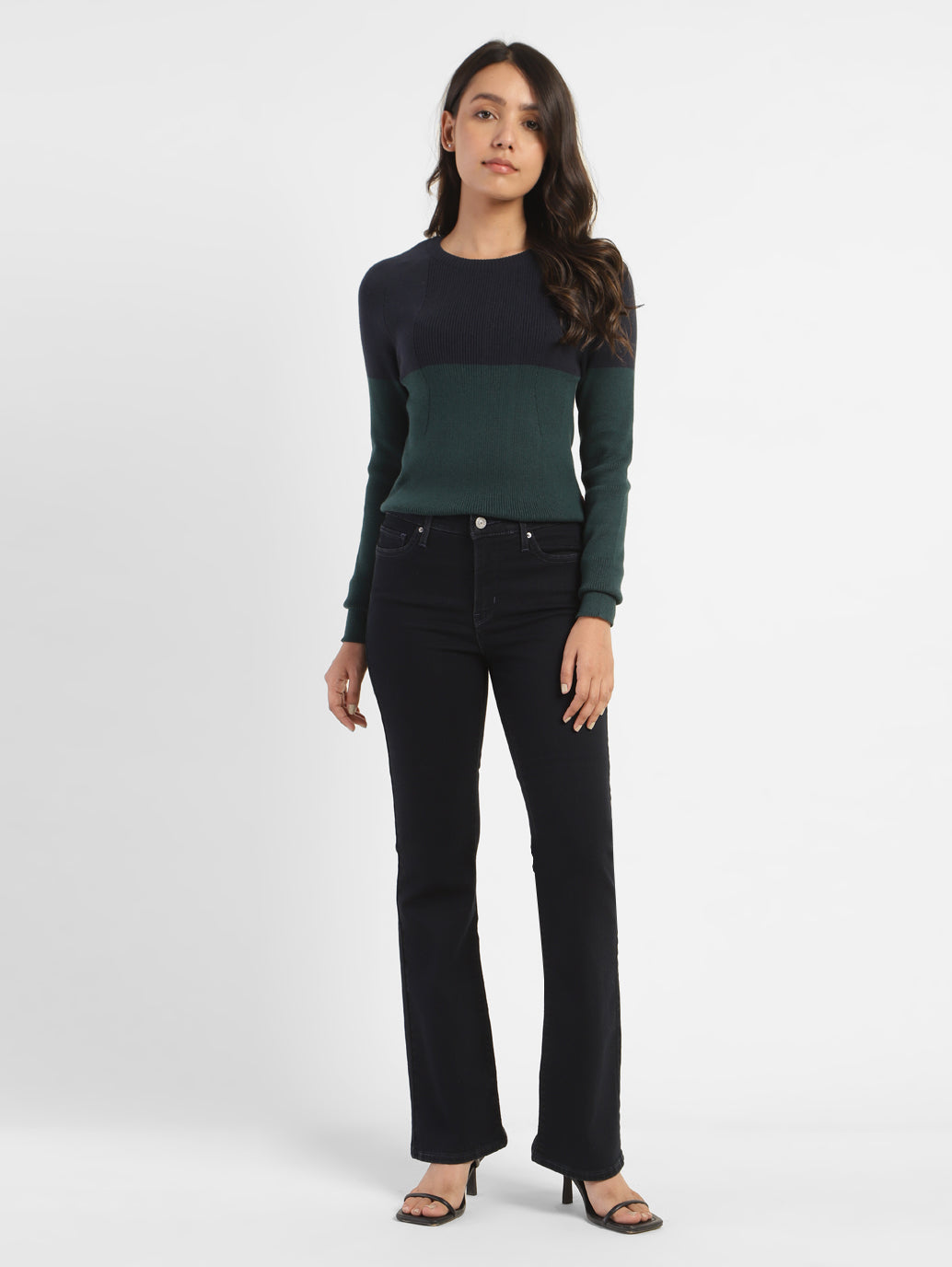 Women's 315 Navy Blue Flared Fit High Rise Jeans - 3291fe57-c144-4883-82d1-301144dc0744 View