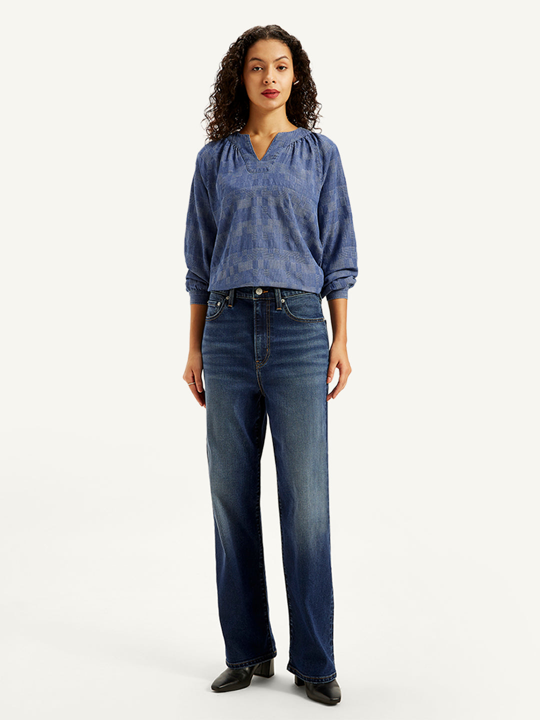 Women's 315 Blue Flared Fit High Rise Jeans