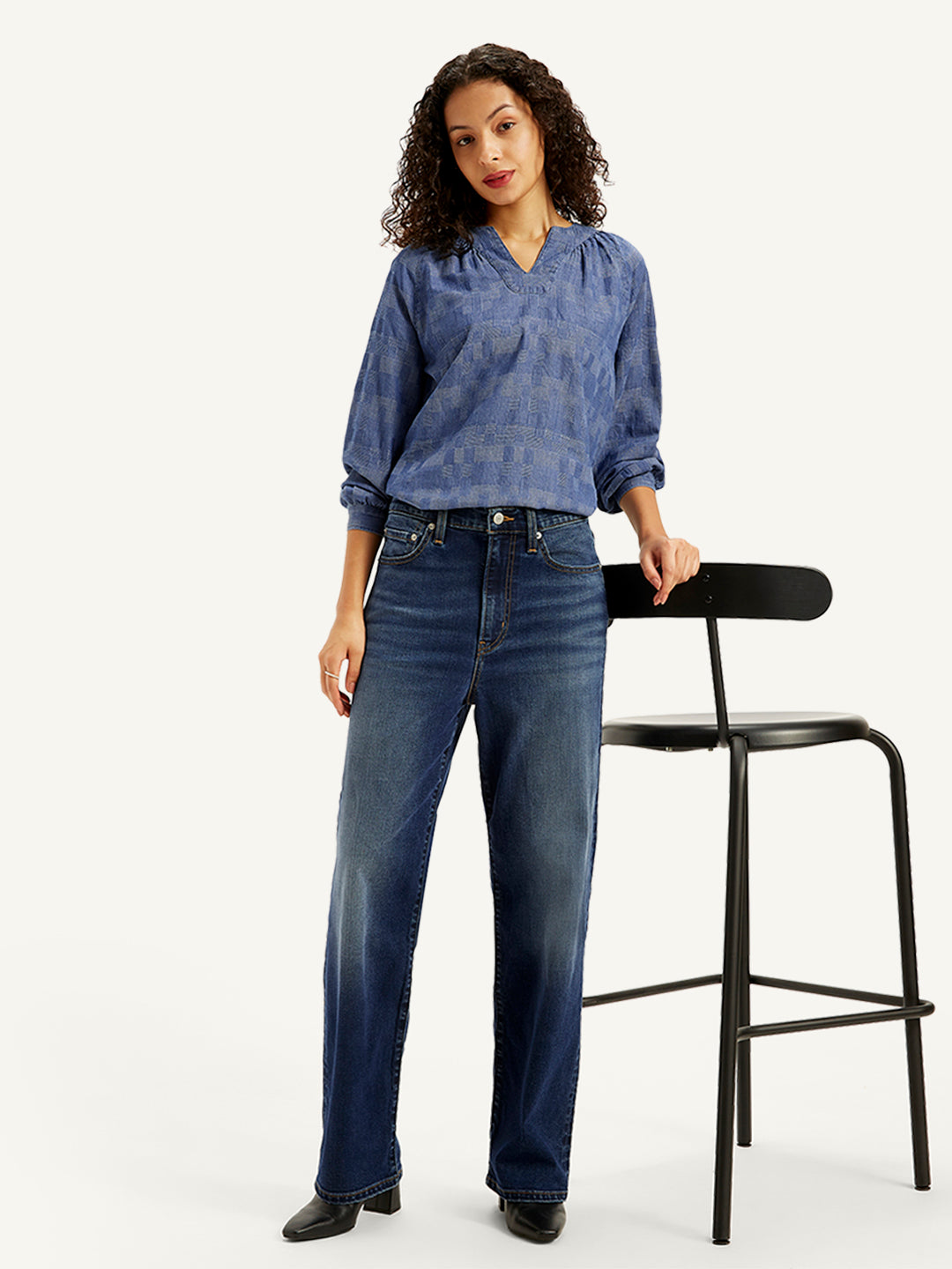 Women's 315 Blue Flared Fit High Rise Jeans - Styleshot View