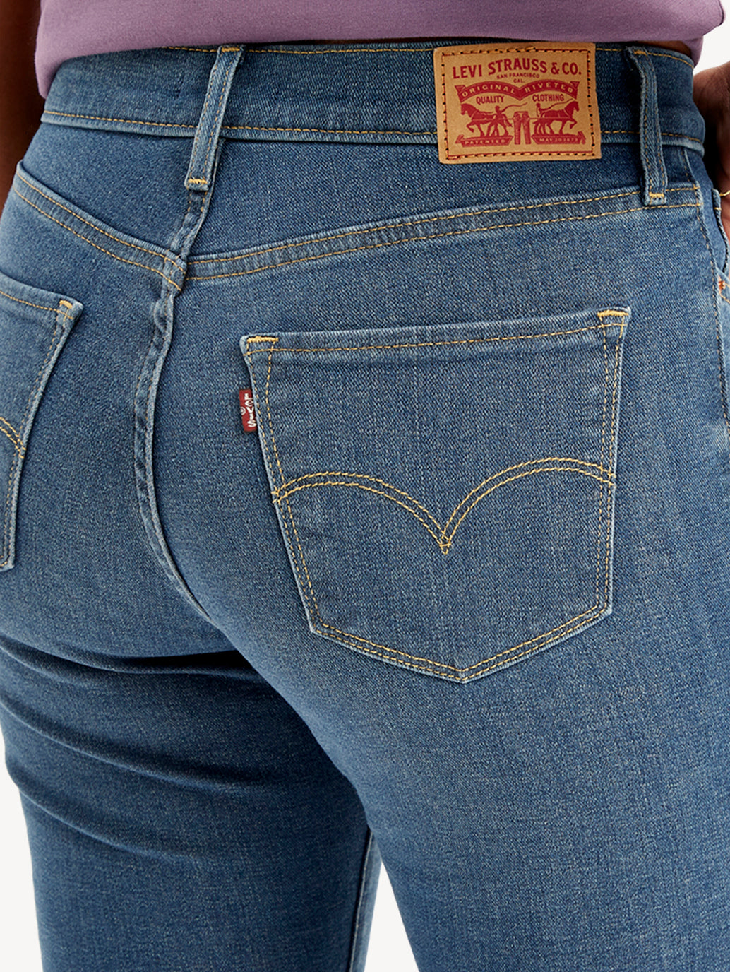 Women's 315 Blue Flared Fit High Rise Jeans - Detail View