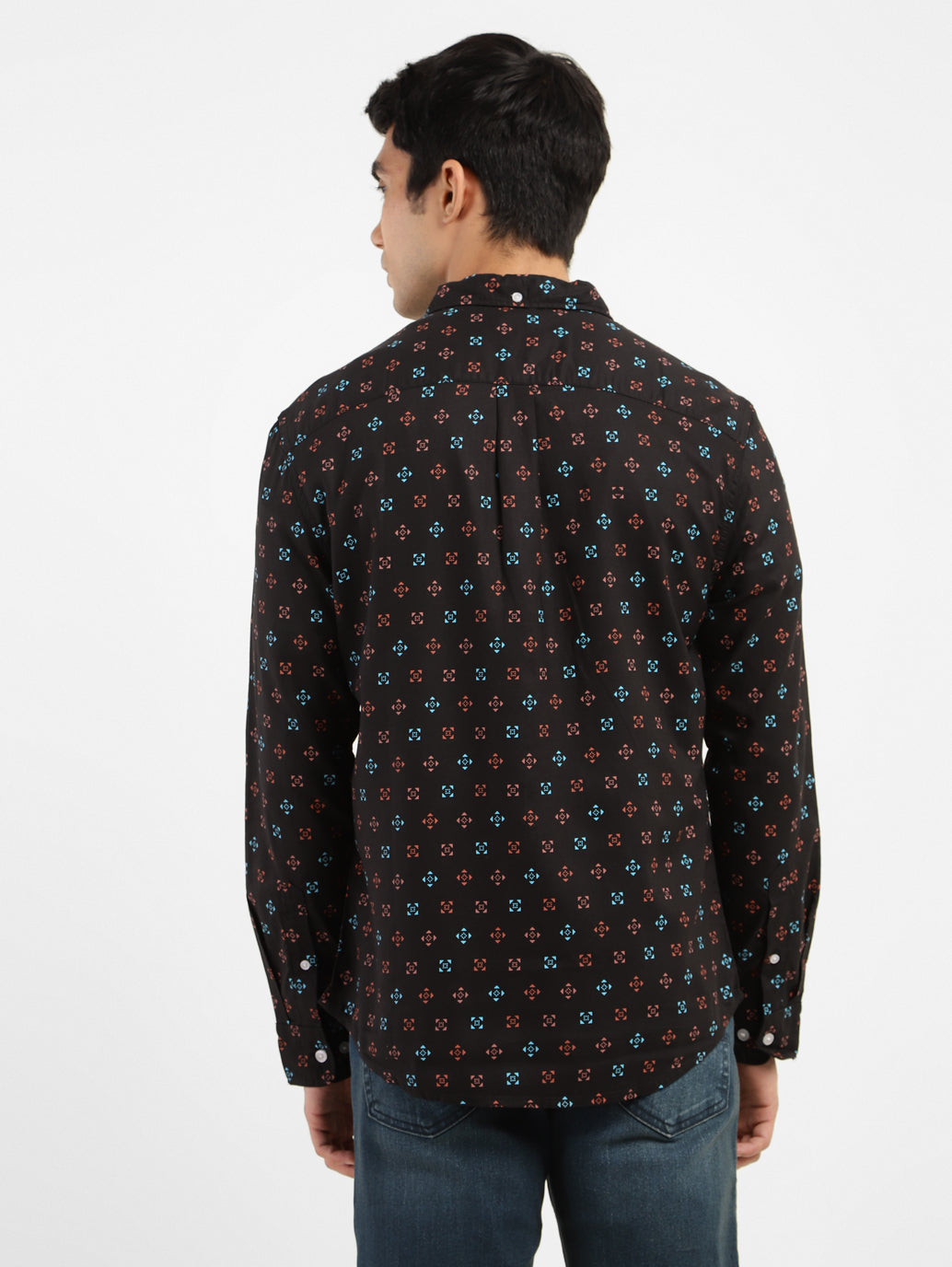 Men's Geometric Print Spread Collar Shirt - 38d1446d-eb1a-4905-a62d-15cd0b98c30d View