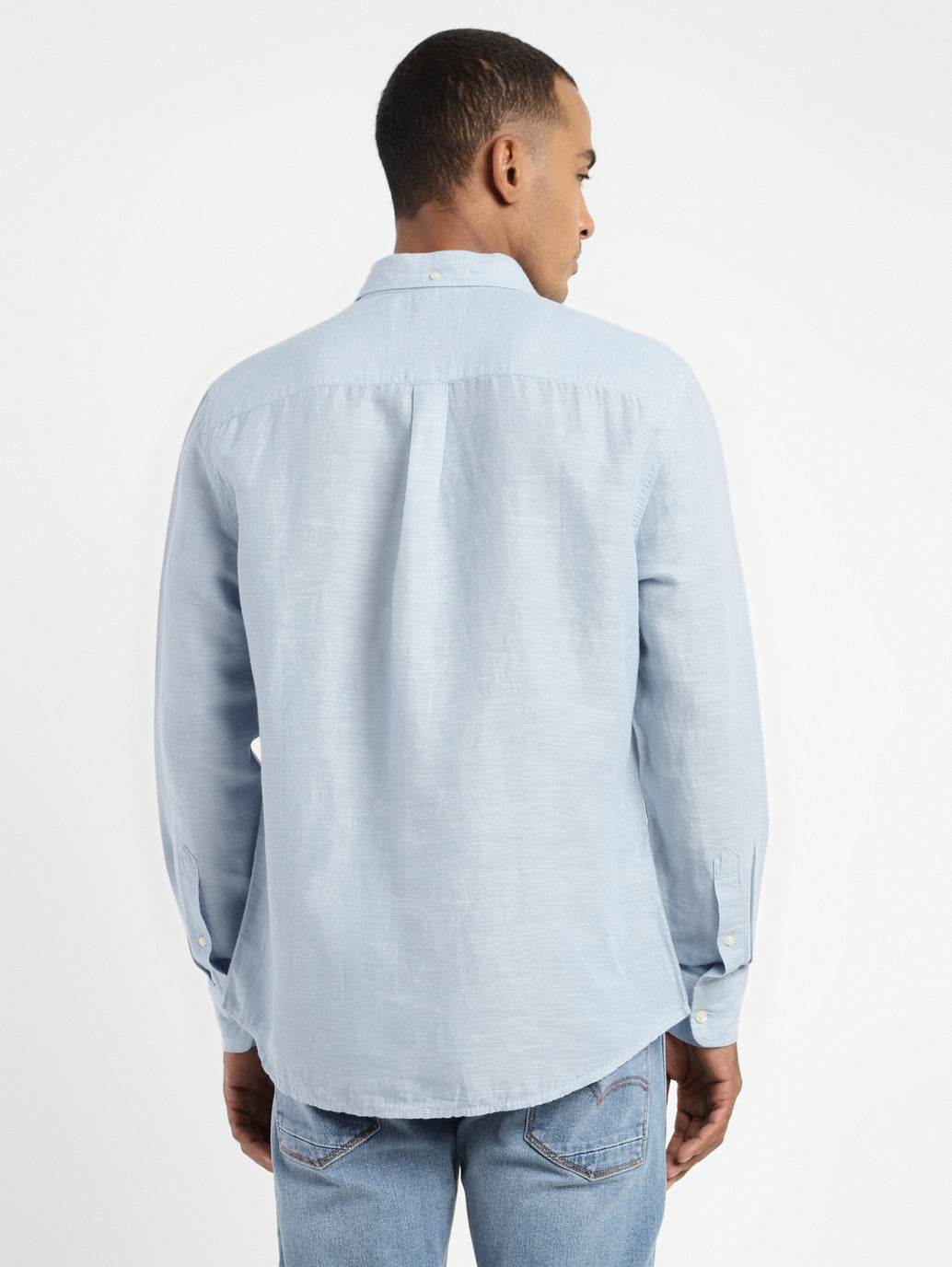 Men's Solid Spread Collar Linen Shirt - 7c8d2c53-a7e3-43d0-a141-457331134569 View