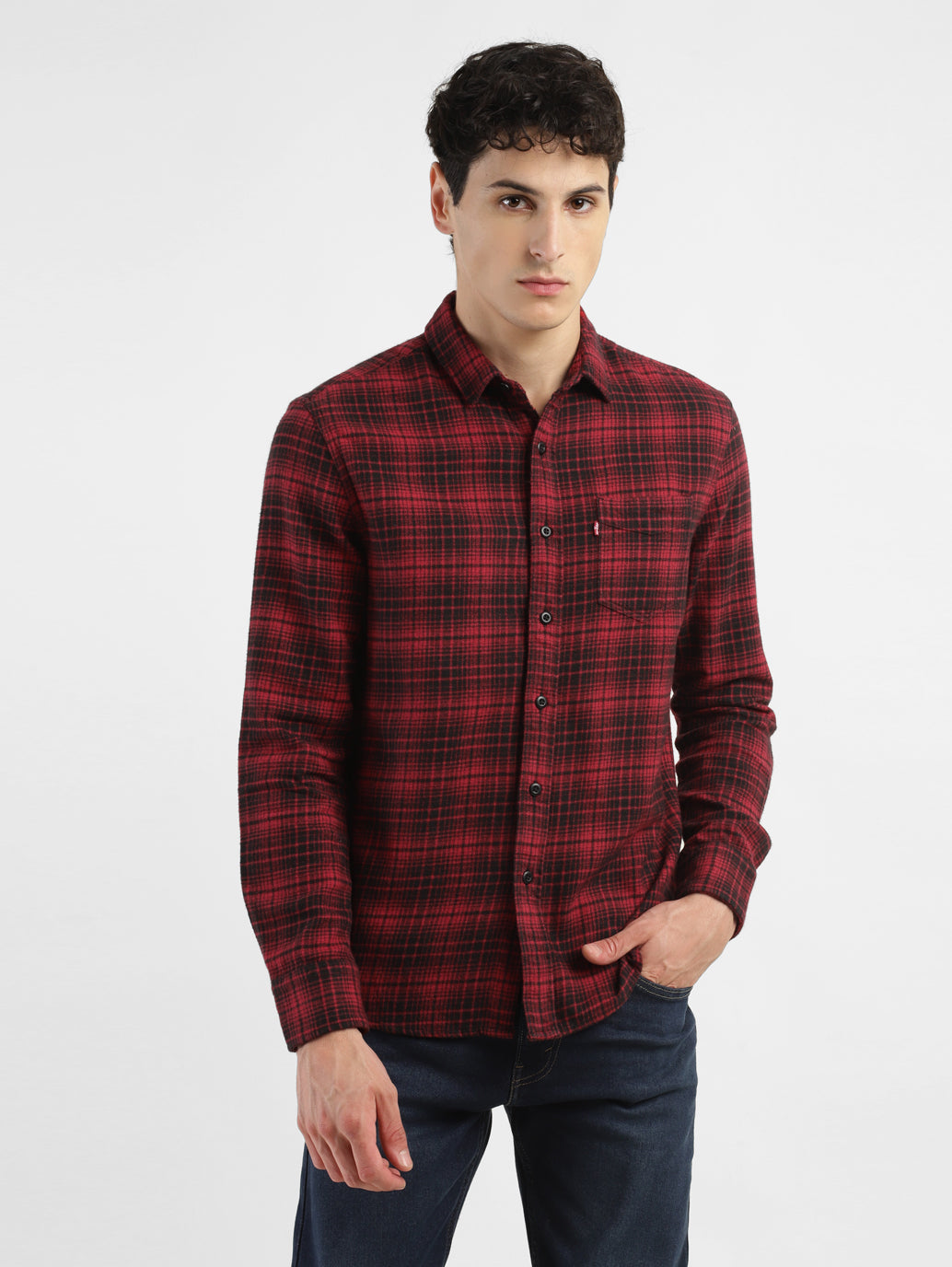 Men's Checkered Spread Collar Shirt - 0288be21-06e0-4e6c-9e72-59a207e4b7a7 View