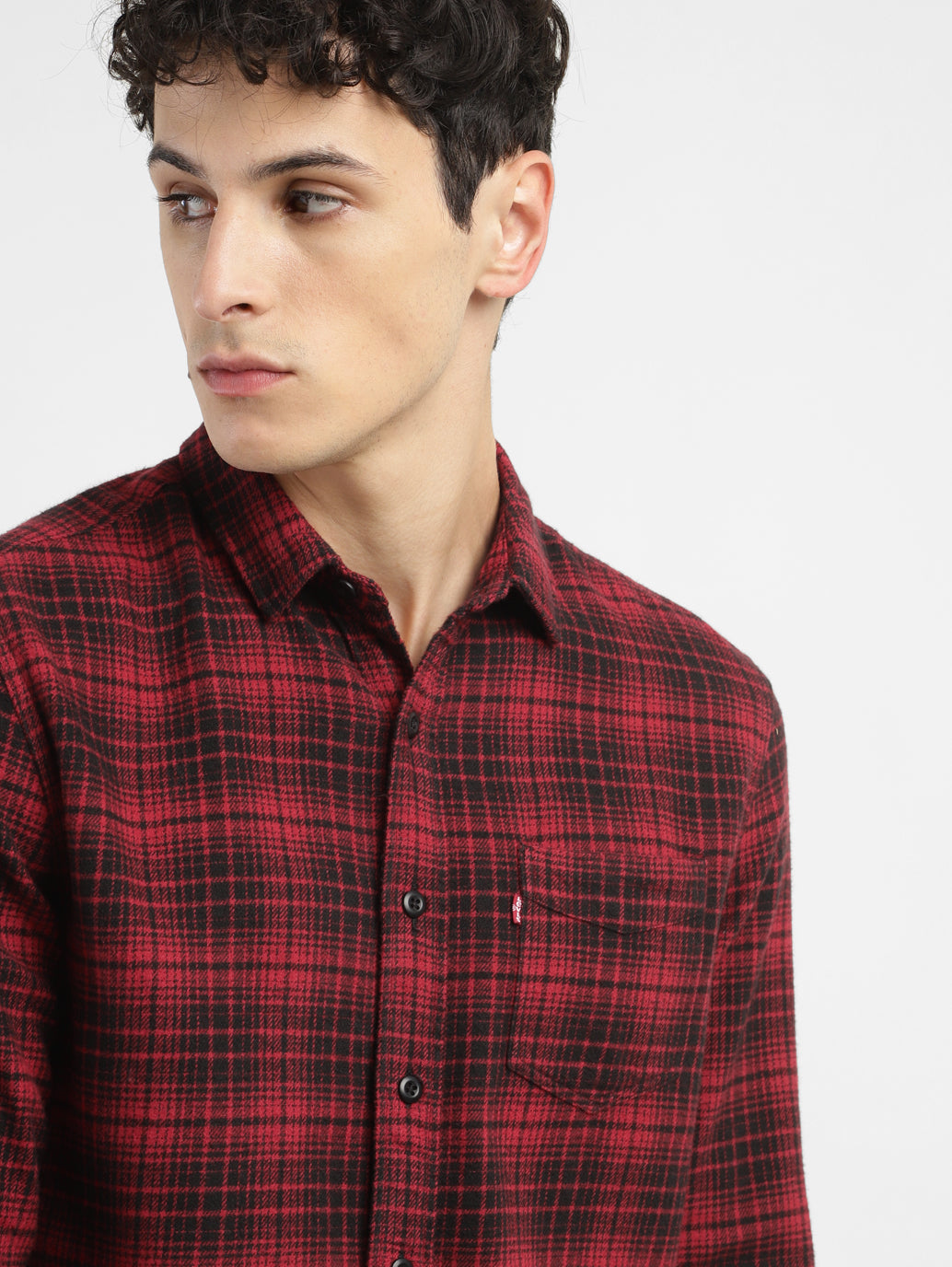 Men's Checkered Spread Collar Shirt - 26b5c02f-74b7-4ac7-a613-9c2470f7b226 View
