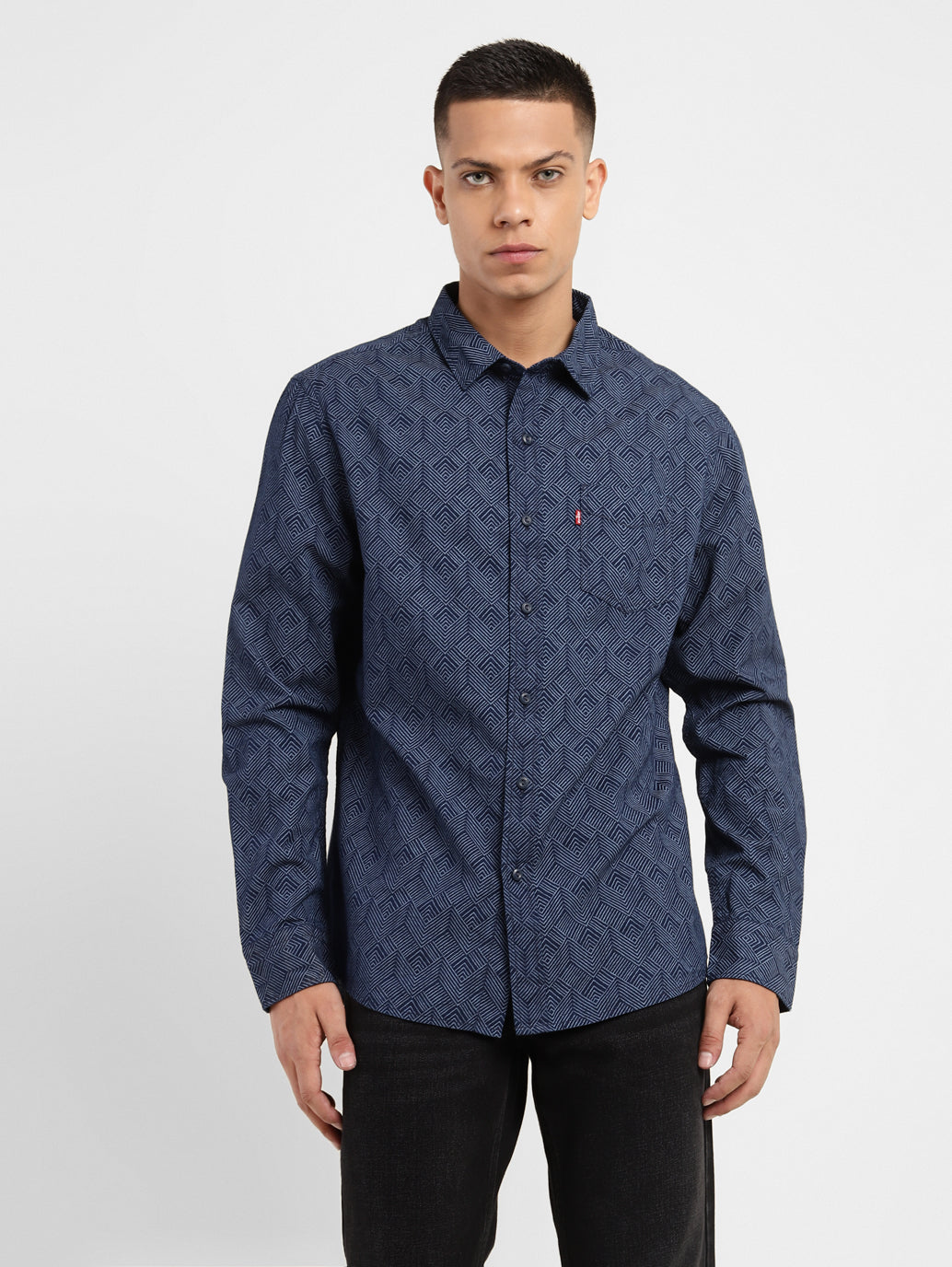 Men's Geometric Print Slim Fit Shirt - 2a5bdad4-bca2-4834-9dec-15e4dd688287 View
