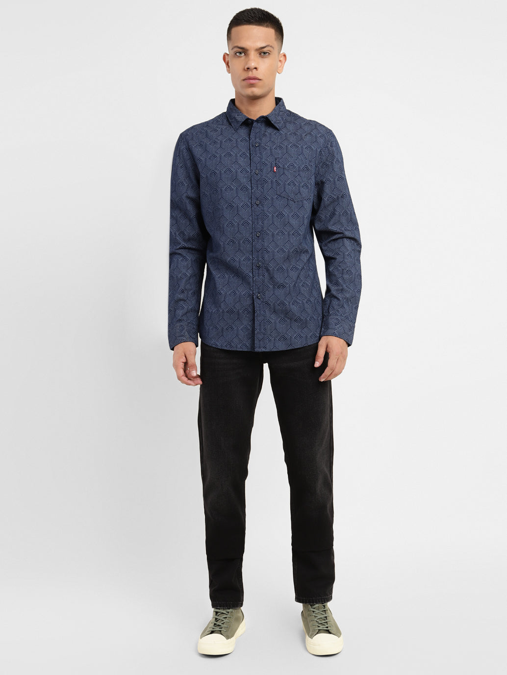 Men's Geometric Print Slim Fit Shirt - 874600df-77c1-486e-89ba-6e66d0475618 View