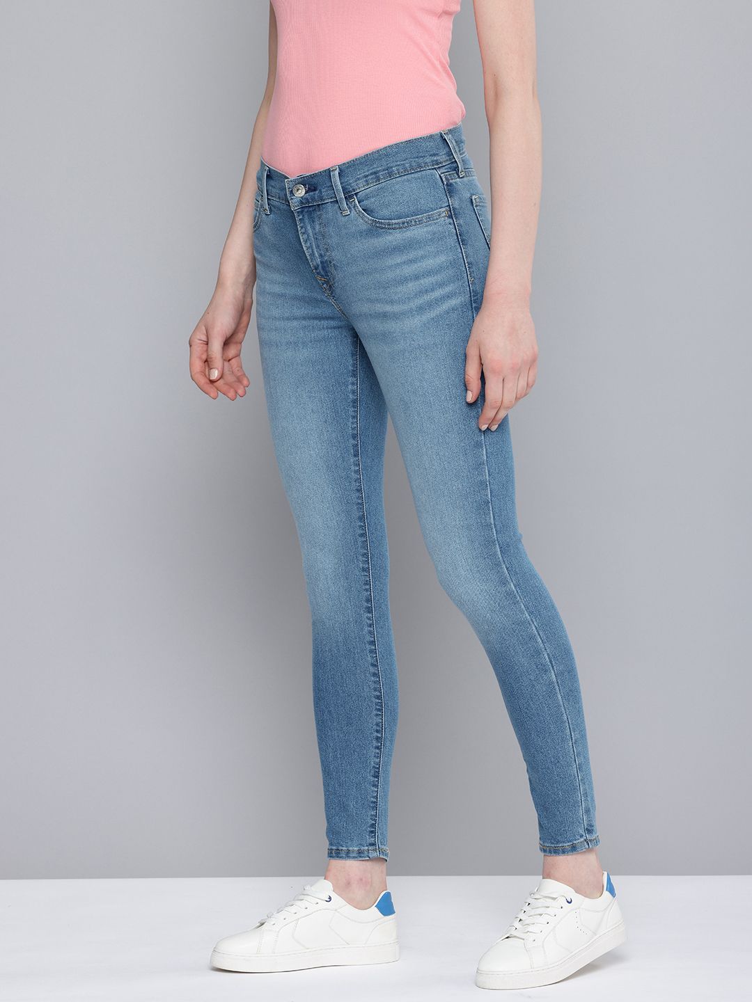 Women's 710 Blue Skinny Fit Mid Rise Jeans - 21d4a97cddf31b8b4da714466f3e9b31 View