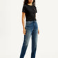 Women's Blue Loose Fit High Rise Boyfriend Jeans - Side View