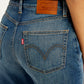 Women's Blue Loose Fit High Rise Boyfriend Jeans - Detail View