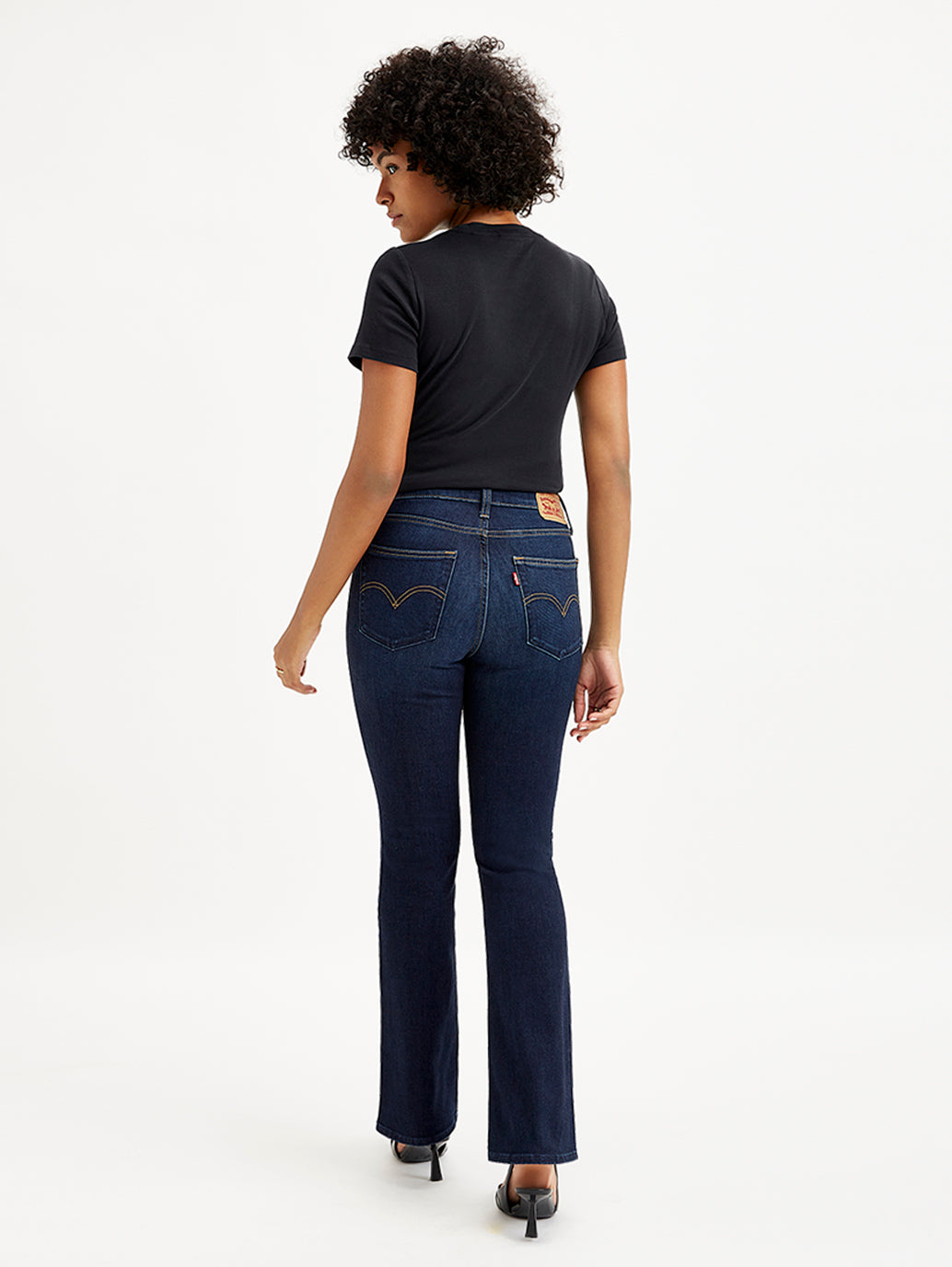 Women's 725 Navy Blue Flared Fit High Rise Jeans - Back View
