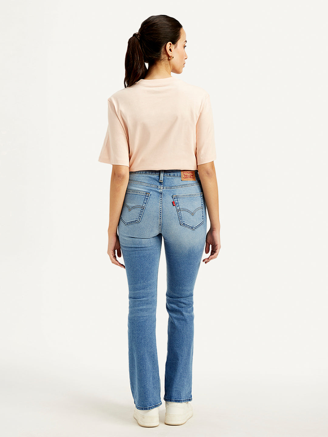 Women's 725 Blue Flared Fit High Rise Jeans - Back View