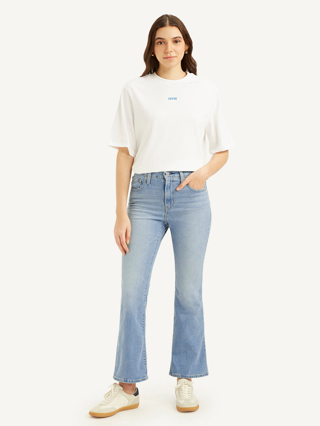 Women's 725 Blue Flared Fit High Rise Jeans - Front View