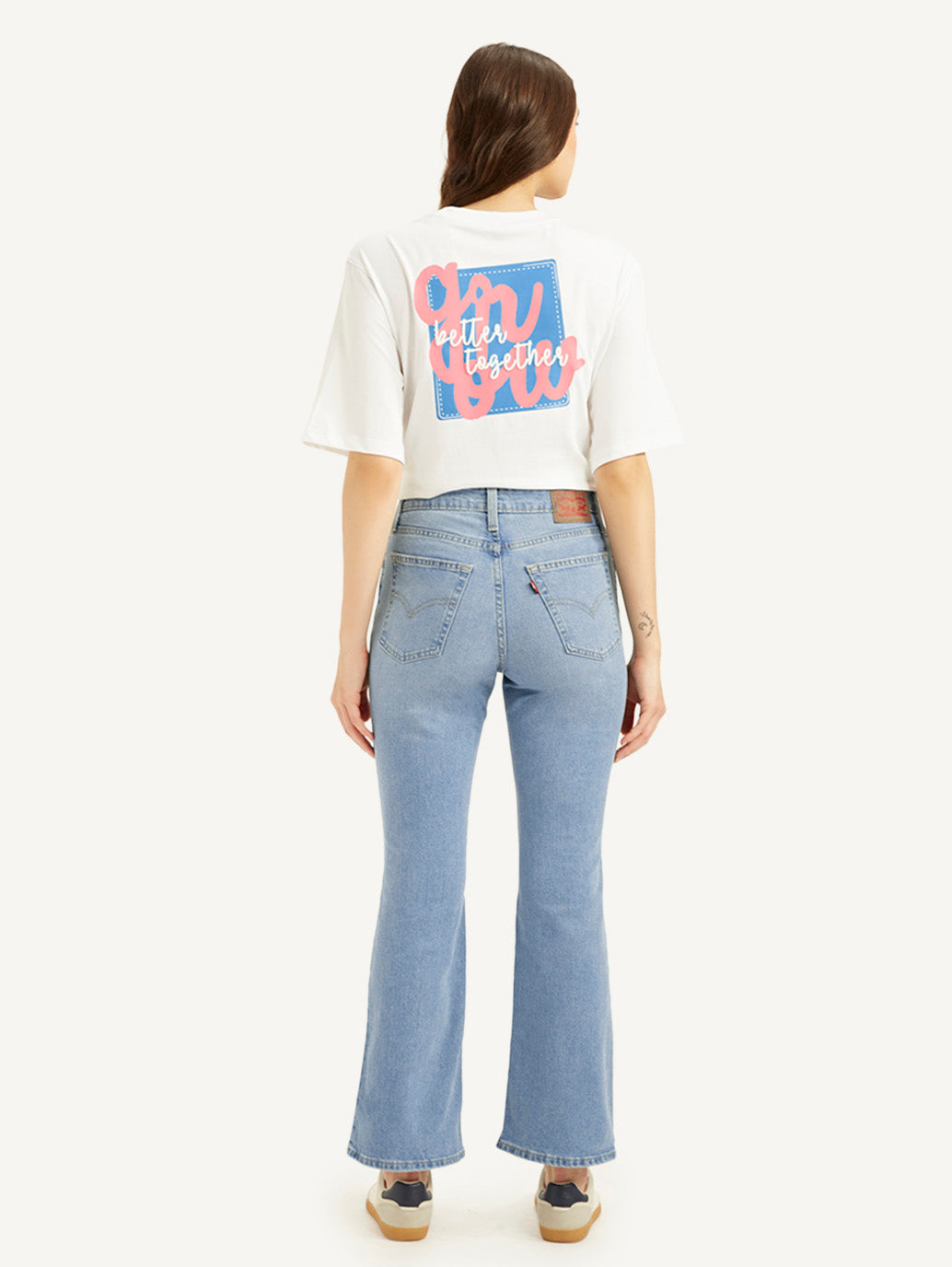 Women's 725 Blue Flared Fit High Rise Jeans - Back View
