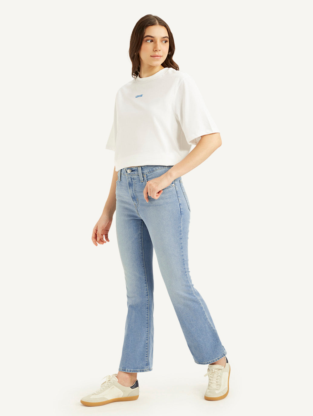 Women's 725 Blue Flared Fit High Rise Jeans - Side View