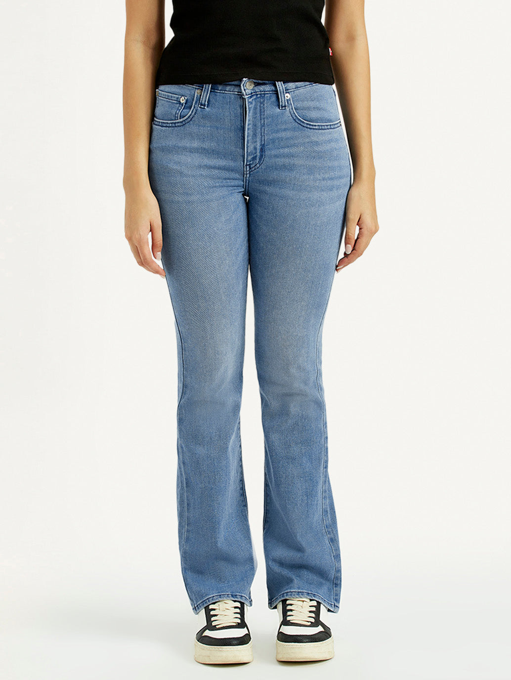 Women's 725 Med Indigo Flared Fit High Rise Jeans - Front View