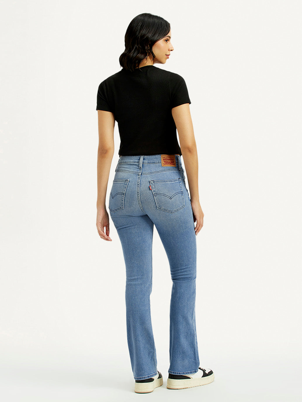 Women's 725 Med Indigo Flared Fit High Rise Jeans - Back View