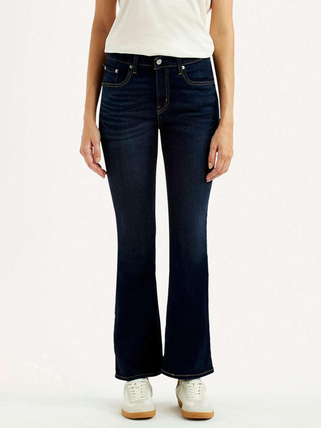 Women's 725 Navy Flared Fit High Rise Jeans - Front View