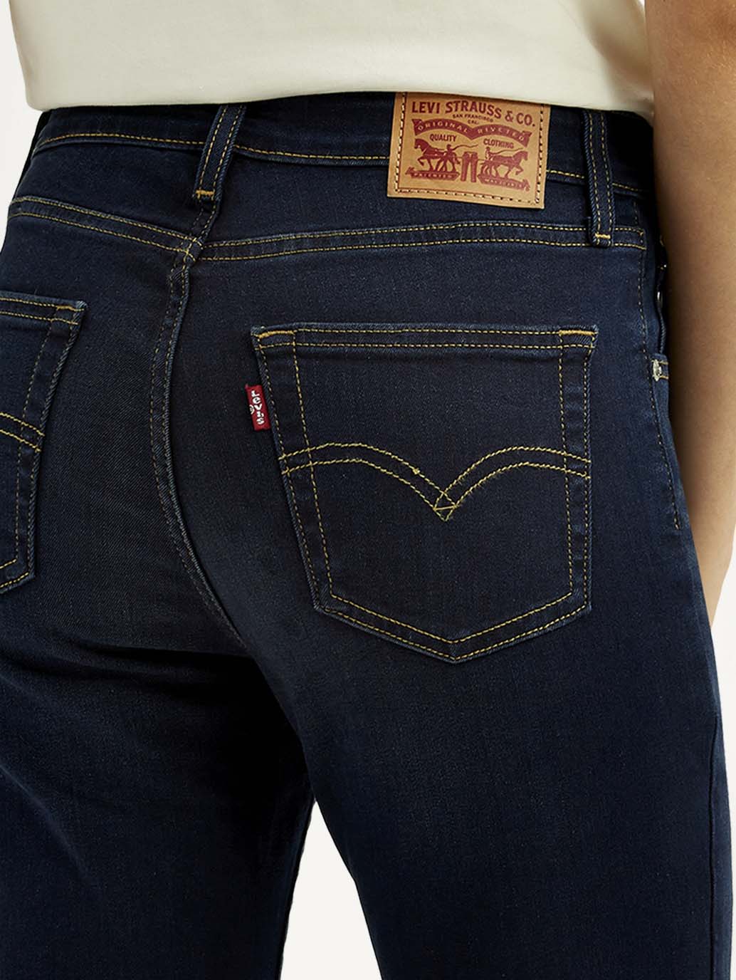 Women's 725 Navy Flared Fit High Rise Jeans - Detail View